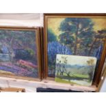 AN OIL ON CANVAS BY DAVID SANDYS AND FOUR FURTHER IMPRESSIONIST OIL PAINTINGS.