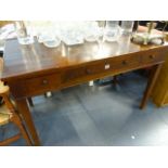 A BESPOKE OAK WRITING TABLE.