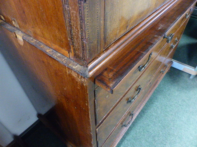 A GEO.III.MAHOGANY CHEST ON CHEST WITH BRUSHING SLIDE. - Image 9 of 20