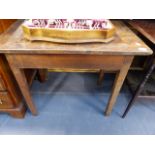 A RUSTIC OAK SIDE TABLE.