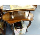 A ROSEWOOD TWO TIER TABLE.