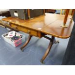 A REGENCY MAHOGANY AND BOXWOOD STRUNG SOFA TABLE.