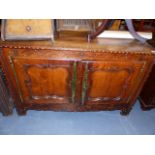 A FRENCH CHESTNUT SIDE CABINET.