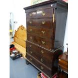 A GEO.III.MAHOGANY CHEST ON CHEST.