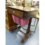 A VICTORIAN ROSEWOOD WORK TABLE.