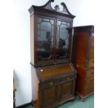 A GOOD QUALITY EDWARDIAN BUREAU BOOKCASE.