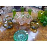 A QTY OF DECORATIVE GLASSWARES.