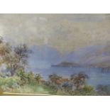 A WATERCOLOUR COASTAL VIEW SIGNED W S MORRISH.