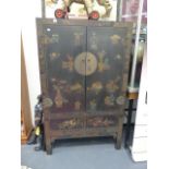 AN ORIENTAL STYLE SIDE CABINET.