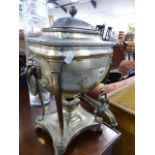 A SHEFFIELD PLATE TEA URN.