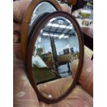 AN EDWARDIAN INLAID MIRROR AND ONE OTHER.