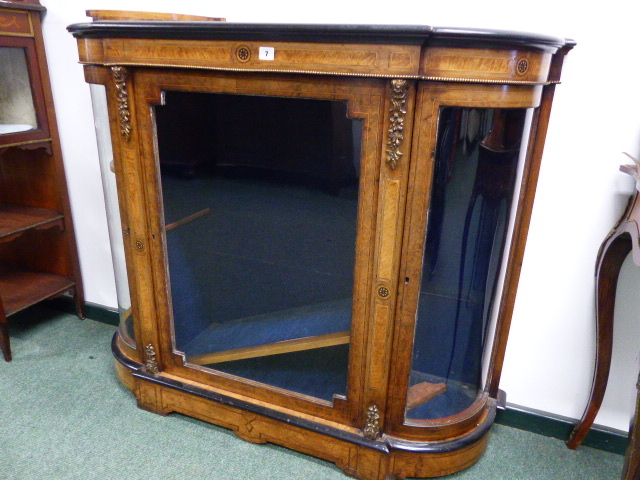 A VICTORIAN WALNUT CREDENZA.