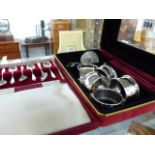 A CASED SET OF SILVER HALLMARKED SPOONS TOGETHER WITH VARIOUS SILVER ITEMS, ETC.