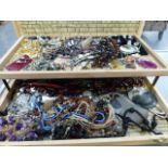 A BOX OF COSTUME JEWELLERY