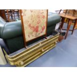 TWO VICTORIAN PIERCED BRASS FENDERS, A FIRE SCREEN,ETC.