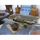 AN ART DECO HALLMARKED SILVER BOWL, A PLATED BOWL, SILVER SPOONS,ETC.