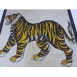 A LARGE PAINTING ON LINEN OF A TIGER.