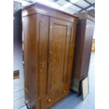 A VICTORIAN SCUMBLE PINE WARDROBE.