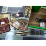 A SILVER POCKET FLASK, CARD CASE,ETC.