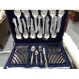 A NEW AND UNUSED CUTLERY SET IN LEATHER TRANSIT CASE.