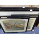 TWO SETS OF FOUR HAND COLOURED HUNTING PRINTS AFTER HENRY ALKEN.