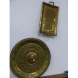 TWO EASTERN BRASS TRAYS.