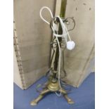 AN ANTIQUE BRASS STANDARD LAMP.