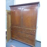 AN EARLY 19th.C.MAHOGANY LINEN PRESS.