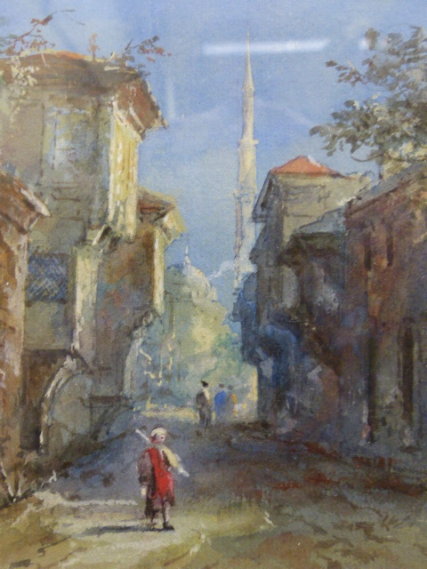 ATTRIBUTED TO CHARLOTTE VAUSER (1837-1875) CONSTANTINOPLE, WATERCOLOUR. 13 x 11cms.