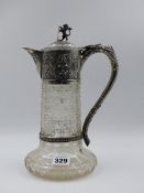 A VICTORIAN SILVER MOUNTED GLASS CLARET JUG, DATED 1898 LONDON, MAKER CHARLES BOYTON. APPROXIMATE