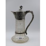 A VICTORIAN SILVER MOUNTED GLASS CLARET JUG, DATED 1898 LONDON, MAKER CHARLES BOYTON. APPROXIMATE