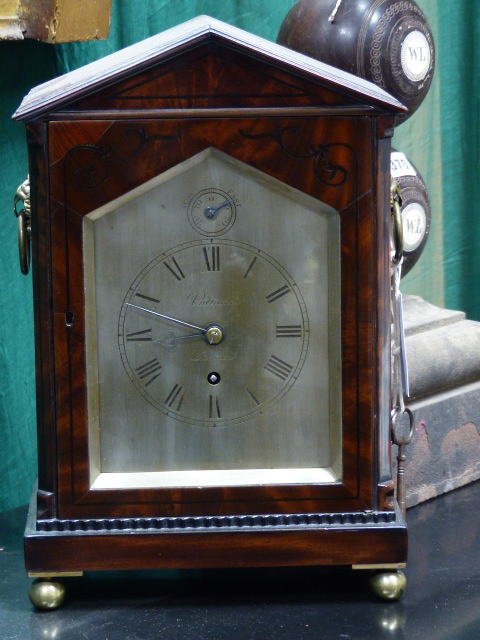 VULLIAMY,LONDON . A LATE GEORGIAN MAHOGANY AND EBONY INLAID BRACKET CLOCK. PLAIN SILVERED DIAL - Image 3 of 39