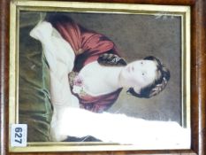 18th/19th.C. ENGLISH SCHOOL. PORTRAIT OF A LADY, WATERCOLOUR. 24 x 18cms.