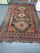 ANTIQUE PERSIAN SHIRAZ RUG. 278 x 177cms.