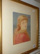 CONSTANCE PHILLOTT (1842-1931) A CLASSICAL MAIDEN. INITIALLED AND DATED 1884. WATERCOLOUR. 20.5 x