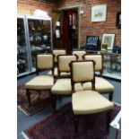 A SET OF SIX LATE VICTORIAN MAHOGANY DINING CHAIRS IN THE MANNER OF LAMB, MANCHESTER.