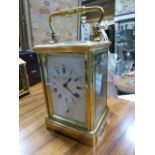 AN ANTIQUE CARRIAGE CLOCK WITH ALARM SIGNED CHAS.FRODSHAM, PARIS. No.19869. H.16.5cms.