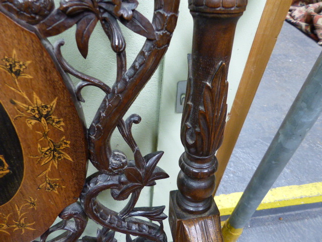 A 19th.C.SWISS BLACK FOREST CARVED AND INLAID ARMCHAIR WITH UNUSUAL SPRUNG SEAT AND INTEGRAL - Image 11 of 48