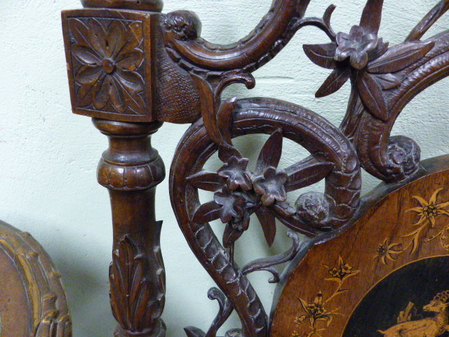 A 19th.C.SWISS BLACK FOREST CARVED AND INLAID ARMCHAIR WITH UNUSUAL SPRUNG SEAT AND INTEGRAL - Image 8 of 48