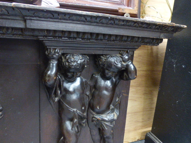 A 19th.C.CARVED OAK PANEL POSSIBLY AN OVERMANTLE WITH FLORAL SWAG FLANKED BY CHERUBS. W.145cms. - Image 16 of 30