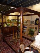 A BESPOKE QUALITY GEORGIAN STYLE OAK FOUR POSTER BED WITH PANELLED ENDS. 150 x 209 x 214cms.