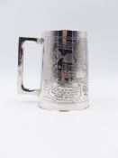 A PLATED MUG COMMEMORATING THE NORTH AFRICAN CAMPAIGN WITH DATES OF KEY EVENTS MADE FROM BRASS TAKEN