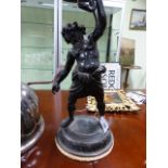 AN ITALIAN GRAND TOUR BRONZE FIGURAL LAMP IN THE FORM OF A STANDING CLASSICAL BEARDED GENTLEMAN