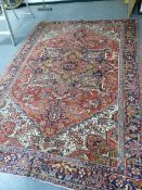 ANTIQUE PERSIAN HERIZ CARPET. 320 x 226cms.