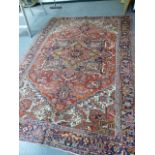 ANTIQUE PERSIAN HERIZ CARPET. 320 x 226cms.