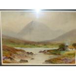 WILLIAM B McGUINNESS R.H.A. (1849-1928) AN IRISH LANDSCAPE SIGNED WATERCOLOUR. 25x 35cms.