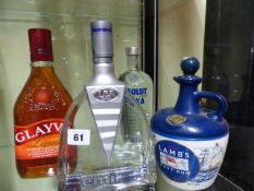 FOUR BOTTLES OF SPIRIT TO INCLUDE VODKA, RUM AND GLAYVA LIQUER.