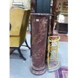 A GOOD ANTIQUE SCAGLIOLA MARBLE COLUMN. H.102cms D.28cms.