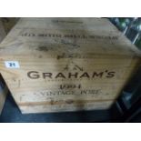 PORT, GRAHAMS 1994 VINTAGE, TWELVE BOTTLES, CASED.