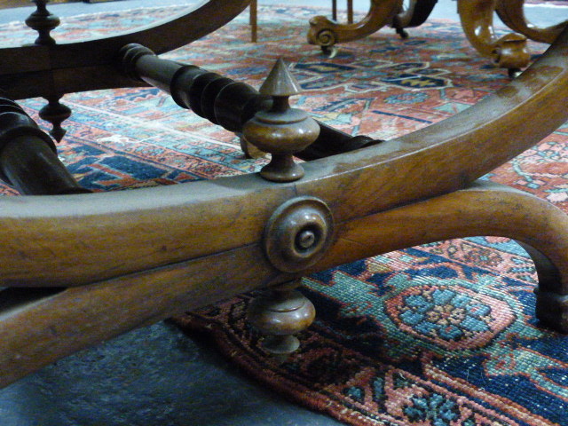 A VICTORIAN WALNUT X FRAME STOOL. W.63 x L.60cms. - Image 9 of 10